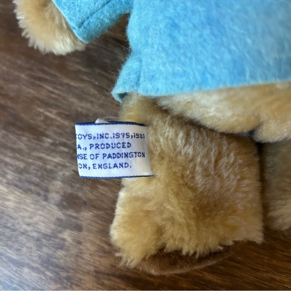 VTG 1981 Paddington Bear Plush Stuffed Animal Coat Yellow Hat 10" Eden Toys - Picture 6 of 6